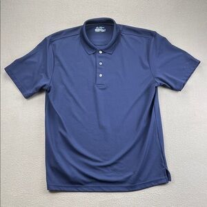 Ben Hogan Performance Navy Blue Polo Shirt Textured Stripe Men’s Size Large